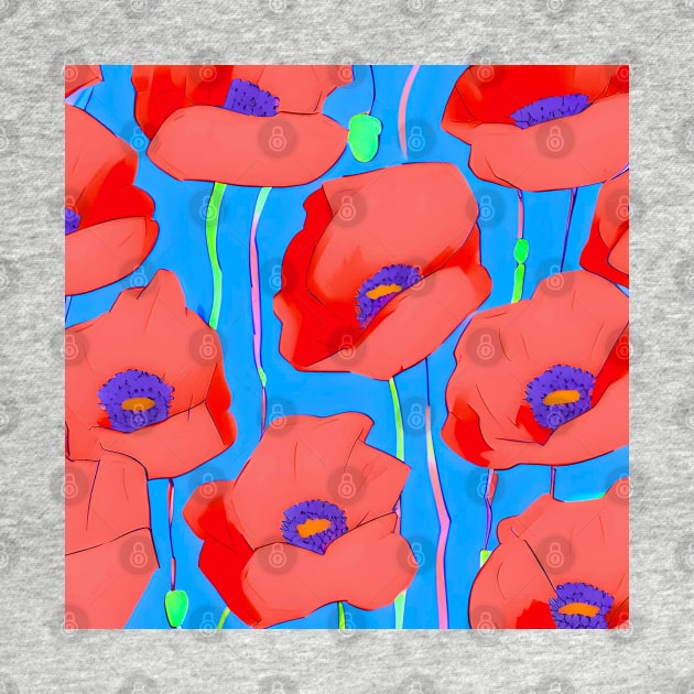 Field of Red Poppies Flower Pattern (MD23Mrl001) by Maikell Designs